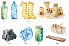 Watercolor materials clipart. Types of material set 21 PNG. Product Image 3