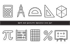 Math Geometry Monoline Icon Set SVG EPS JPG Product Image 1