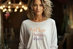 T Shirt Mockup, Older Woman Wearing White T-Shirt Photo, p2 Product Image 2