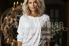 T Shirt Mockup, Older Woman Wearing White T-Shirt Photo, p3 Product Image 1