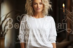 T Shirt Mockup, Older Woman Wearing White T-Shirt Photo, p4 Product Image 1