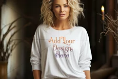 T Shirt Mockup, Older Woman Wearing White T-Shirt Photo, p4 Product Image 2