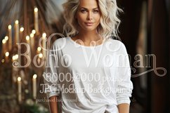 T Shirt Mockup, Older Woman Wearing White T-Shirt Photo, p5 Product Image 1