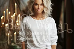 T Shirt Mockup, Older Woman Wearing White T-Shirt Photo, p5 Product Image 1