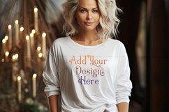 T Shirt Mockup, Older Woman Wearing White T-Shirt Photo, p5 Product Image 2