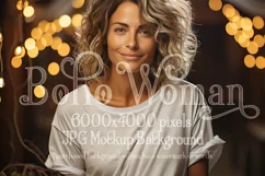 T Shirt Mockup, Older Woman Wearing White T-Shirt Photo, p6 Product Image 1