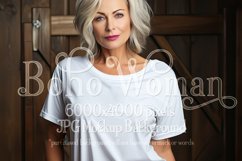 T Shirt Mockup, Older Woman Wearing White T-Shirt Photo, p7 Product Image 1
