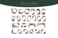 Mauve and Emerald Flower Watercolor Clipart Product Image 2