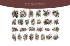 Mauve and Emerald Flower Watercolor Clipart Product Image 4