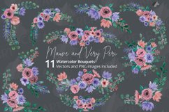 Watercolor Mauve and Very Peri flower bouquet graphics art Product Image 14