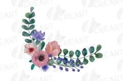 Watercolor Mauve and Very Peri flower bouquet graphics art Product Image 11