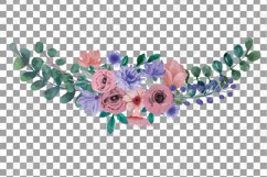 Watercolor Mauve and Very Peri flower bouquet graphics art Product Image 13