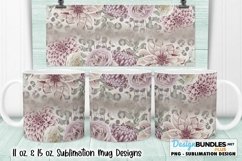 Mauve Flowers and Leopard Sublimation Mug Design 11 & 15 oz Product Image 1