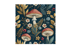 maximalist mushroom tapestry, ornate lavish design, intricate jewel tones, jewel rich paper, luxury digital artwork, turkish motif pattern, paisley inspired print, emerald sapphire decor, ruby gold mushroom, bohemian luxury design, maximalist ornate patte