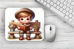Little Boy with a book Mousepad Sublimation Design Product Image 1