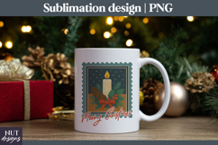 Christmas Postage Stamp, Candle Merry Christmas tote bag Product Image 3