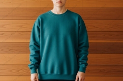 Teal crew neck sweatshirt T-shirt Mockup Design Product Image 1