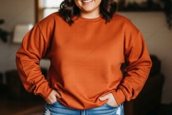 Rust orange crew neck sweatshirt T-shirt Mockup Design Product Image 1