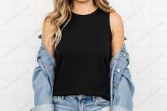 Black sleeveless T-shirt Mockup Design Product Image 1