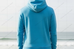 Light blue hooded sweatshirt T-shirt Mockup Design Product Image 1