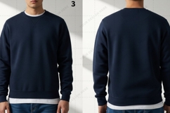 Navy blue crew neck sweatshirt T-shirt Mockup Design Product Image 1