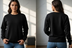 Black long sleeve T-shirt Mockup Design Product Image 1