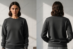 Unisex solid gray crew neck sweatshirt T-shirt Mockup Design Product Image 1