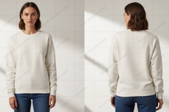 Women's crew neck sweatshirt T-shirt Mockup Design Product Image 1