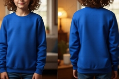Royal blue crew neck sweatshirt T-shirt Mockup Design Product Image 1