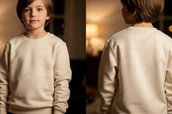 Cream crew neck sweatshirt for kids T-shirt Mockup Design Product Image 1