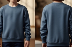 Men's blue crew neck sweatshirt T-shirt Mockup Design Product Image 1