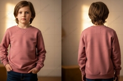 Pink crew neck sweatshirt T-shirt Mockup Design Product Image 1