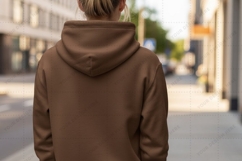 Brown hooded sweatshirt T-shirt Mockup Design Product Image 1