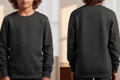 Dark grey crew neck sweatshirt T-shirt Mockup Design Product Image 1