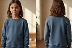Kids blue sweatshirt T-shirt Mockup Design Product Image 1