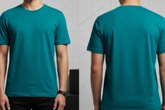 Solid teal blue T-shirt Mockup Design Product Image 1