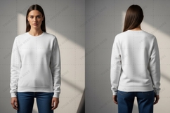 White crew neck sweatshirt T-shirt Mockup Design Product Image 1