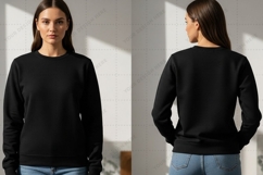 Black long sleeve T-shirt Mockup Design Product Image 1