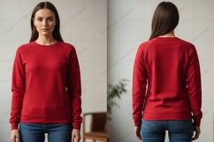 Red long sleeve T-shirt Mockup Design Product Image 1