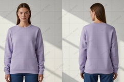 Lilac crew neck sweatshirt T-shirt Mockup Design Product Image 1