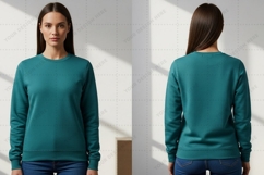Teal long sleeve T-shirt Mockup Design Product Image 1