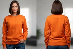 Bright orange long sleeve T-shirt Mockup Design Product Image 1