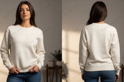 Women's white long-sleeve T-shirt Mockup Design Product Image 1