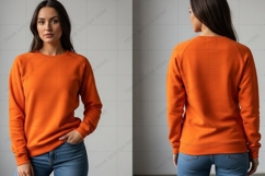 Bright orange long sleeve T-shirt Mockup Design Product Image 1