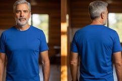 Men's blue crew neck T-shirt Mockup Design Product Image 1