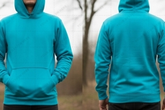 Turquoise hooded sweatshirt T-shirt Mockup Design Product Image 1