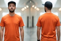 Men's orange T-shirt Mockup Design Product Image 1