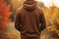 Brown hoodie in autumn setting T-shirt Mockup PNG Design Product Image 1