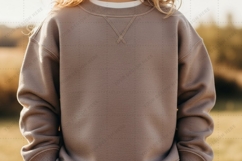 Beige crew neck sweatshirt for kids T-shirt Mockup Design Product Image 1