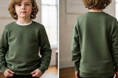 Kids' green crew neck sweatshirt T-shirt Mockup Design Product Image 1